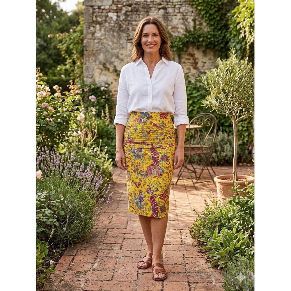 VTG Italian Summer Chic Confexioni di Lusso Cotton Skirt Made in Italy sz 6(US)